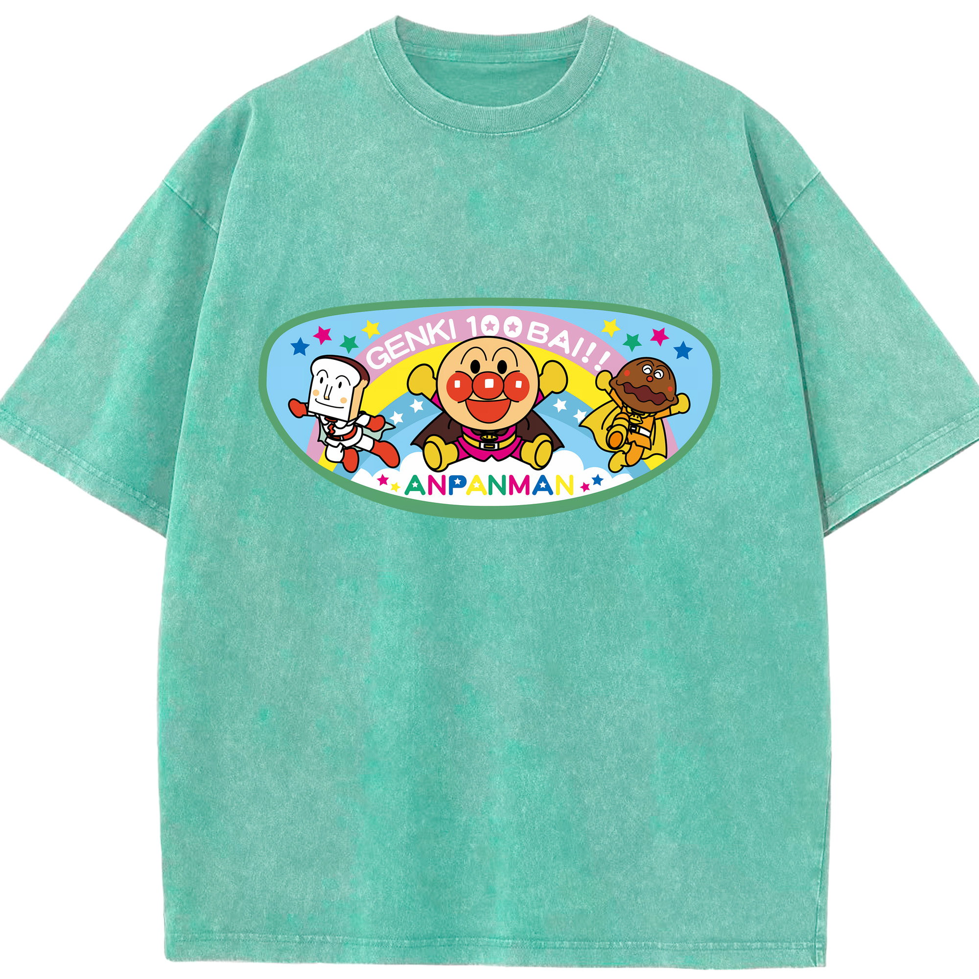 （画像用） アンパンマン Anpanman 綿100% ヴィンテージ風 半袖Tシャツ（フロントプリント）